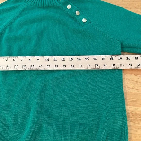 Chaps Womens Green Mock Neck Button Detail Sweater XL 100% Cotton - Picture 5 of 8